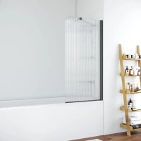 Шторка на ванну Vegas Glass EV LUX ST 76 02M Moru R 76 см R, профиль черный матовый, стекло рифленое