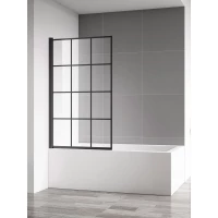 Шторка на ванну AQUAme AQM2858-L 80 см L, профиль черный матовый, стекло прозрачное