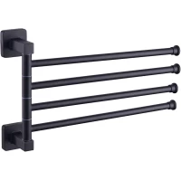 Полотенцедержатель Fashun A2614-7 33,4 см, поворотный, четверной, черный матовый