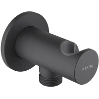 Подключение для душевого шланга с держателем Aquatek AQ2464MB черный матовый