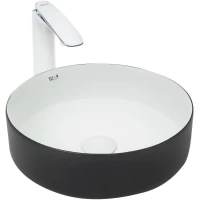 Раковина-чаша WeltWasser Elbach M3134 BW 10000004522 35,5x35,5 см, накладная, белый матовый/черный матовый