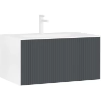 Тумба с раковиной белый матовый/антрацит матовый 80 см ORKA Cube 3000371