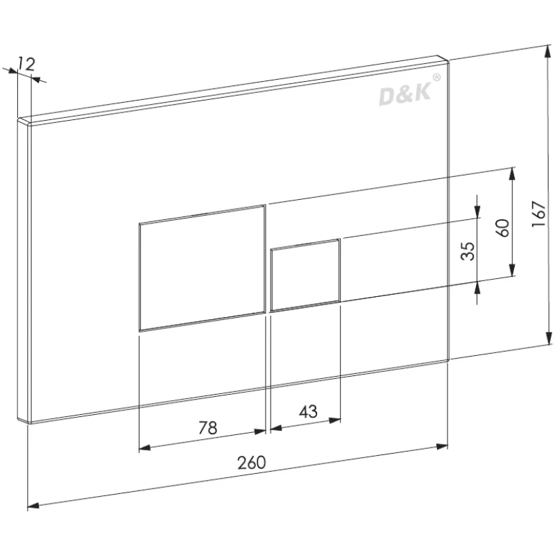 Кнопка смыва D&K Quadro DB1519025 для инсталляции, черный матовый