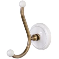 Крючок Devon&Devon Dorothy DOR413BR двойной, для ванны, состаренная бронза/белый