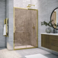 Душевая дверь Vegas Glass ZP TUR Novo 145 09 05 145 см, профиль золотой, стекло бронза