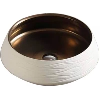 Раковина-чаша CeramaLux J2094 41x41 см, накладная, бронза/белый