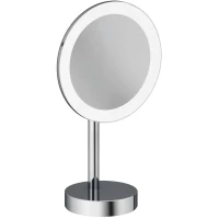Зеркало косметическое Kludi Vela R 5899505F с 3x увеличением, настольное, с подсветкой, выключателем, хром