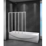 Изображение товара шторка на ванну cezares relax relax-v-5-120/140-c-bi 120 см, профиль белый глянец, стекло прозрачное