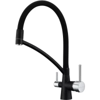 Смеситель для кухни Paulmark Siegen Si213111-BLM с подключением к фильтру, гибким изливом, черный металлик