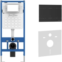 Инсталляция для унитаза Iberica Blanca Silencio Inox-R IB001.015.04 с кнопкой смыва, черный матовый