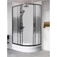 Душевой уголок с поддоном Мономах 100/80/180 МЗ BL L 10000012459 100x80 см L, профиль черный матовый, стекло интимато