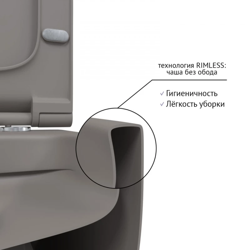 Унитаз подвесной Berges Ego XL 083216 безободковый, с сиденьем микролифт, серый матовый