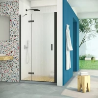 Душевая дверь Vegas Glass AFP Retta 110 02M 02 L 110 см L, профиль черный матовый, стекло шиншилла