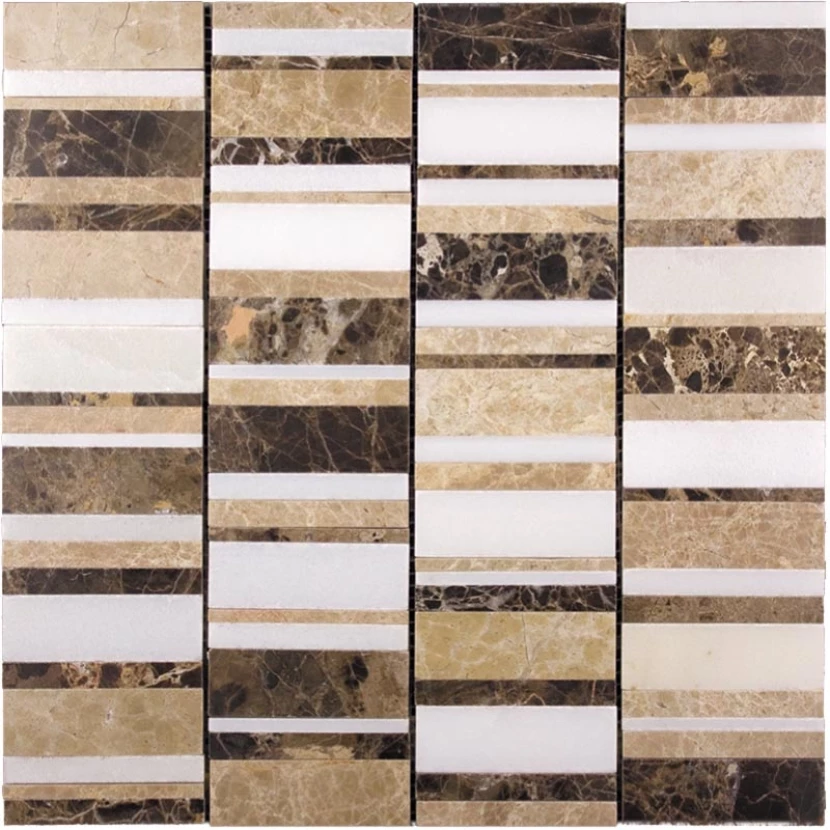 Мозаика Natural S-line KB-C05 Мрамор бежевый, белый, коричневый, поверхность полированная 30,5x30,5