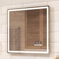 Зеркало Vigo Geometry Media Voice 0446 70x70 см, с LED-подсветкой, сенсорным выключателем, антизапотеванием, часами