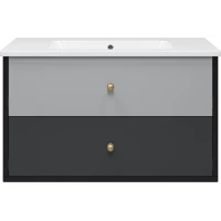 Тумба под раковину Brevita 50 Shades of Grey Кристиан Кри-06100-01-012Я 96,8 см, подвесная, черный матовый/светло-серый матовый/темно-серый матовый