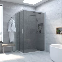 Душевой уголок Vegas Glass ZA-F NOVO h2000 100*70 01 07 100x70 см, профиль белый, стекло графитовое