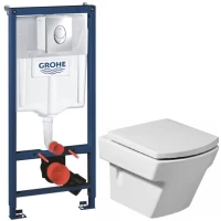 Комплект подвесной унитаз Roca Hall 346627000 + 801622004 + система инсталляции Grohe 38721001