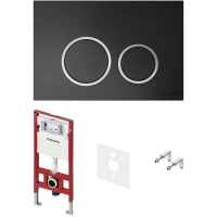 Инсталляция для унитаза Tece TECEspring R S955102 с кнопкой смыва, черный матовый/хром/черный матовый