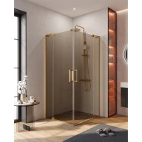 Душевой уголок Cezares Slider SLIDER-AH-2-80/90-100/110-BR-BORO 100-110x80-90 см, профиль золотой матовый, стекло бронза