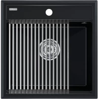 Кухонная мойка Paulmark Stepia PM115051-BLM+R375-BS 50x51 см, черный металлик