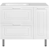 Тумба под раковину Style Line Альба ЛС-000010052 89,8 см L, напольная, с бельевой корзиной, белый глянец