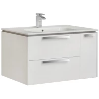 Тумба с раковиной белый глянец 80 см Roca Lago 857296806 + 32799C000