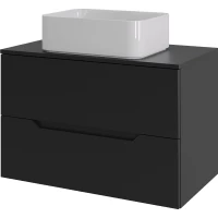 Тумба с раковиной Orange Line Li-70TubMDF+B02-460W 70,2 см, подвесная, со столешницей, черный матовый