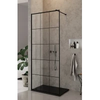 Душевая перегородка Ceruttispa Muza T80 78,5 см, профиль черный матовый, стекло прозрачное