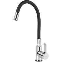 Смеситель для кухни V-4024 с гибким излом, хром/черный