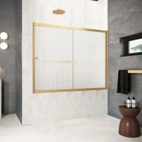 Шторка на ванну Vegas Glass ZV Protec 190 03 Moru 190 см, профиль золотой матовый, стекло рифленое