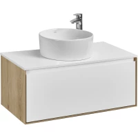 Тумба с раковиной дуб эльвезия/белый глянец 89 см Акватон Либерти 1A2799K2LY010