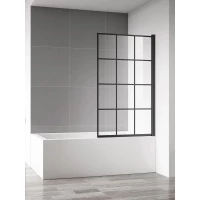 Шторка на ванну AQUAme AQM2858-R 80 см R, профиль черный матовый, стекло прозрачное