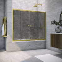 Шторка на ванну Vegas Glass Z2V NOVO 190 03 07 190 см, профиль золотой матовый, стекло графитовое