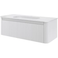 Тумба с раковиной Armadi Art Voi Matt White 782-120-R-MW + 786-120-MW 122 см, подвесная, белый матовый