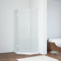 Душевой уголок Vegas Glass AFA-Pen NOVO 120 01 Moru L 120x120 см L, профиль белый, стекло рифленое