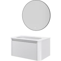 Комплект мебели Armadi Art Voi Matt White 782-080-MW + 786-080-MW + 545-80-B 82 см, подвесной, белый матовый