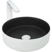 Раковина-чаша WeltWasser Elbach M3134 WB 10000004523 35,5x35,5 см, накладная, белый матовый/черный матовый