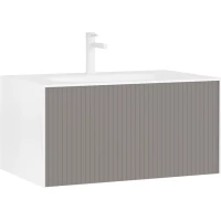 Тумба с раковиной белый матовый/бежевый матовый 80 см ORKA Cube 3000373