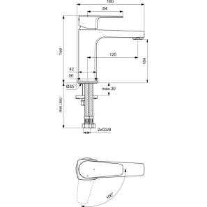 Изображение товара смеситель для раковины без донного клапана ideal standard cerafine d bc687aa