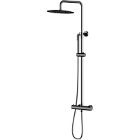 Душевая система Knotlor Eclipse SS-24/GM 300 мм, с термостатом, вороненая сталь