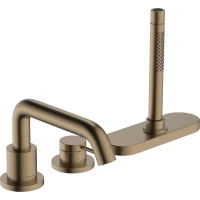 Смеситель на борт ванны Hansgrohe Tecturis S 73447140 с душевым гарнитуром, бронза