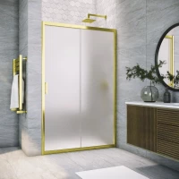 Душевая дверь Vegas Glass ZP TUR Novo 145 09 10 145 см, профиль золотой, стекло сатин