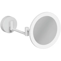 Зеркало косметическое Kludi Vela R 5899553W с 3x увеличением, настенное, с подсветкой, выключателем, белый матовый