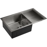 Кухонная мойка Emar EMB-124 PVD Nano Dark 70x40 см, вороненая сталь