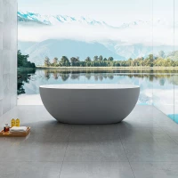 Ванна из литьевого мрамора Vincea VBT-6S01MG 170x75 см, отдельностоящая, серый/белый матовый