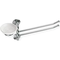 Полотенцедержатель с мыльницей Stil Haus Idra I18(08-BI) 38 см, поворотный, двойной, хром/белый