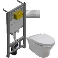 Комплект подвесной унитаз Noken Hotels N399999901 + N356330439 + система инсталляции Jacob Delafon E29025-NF + E29027-CP