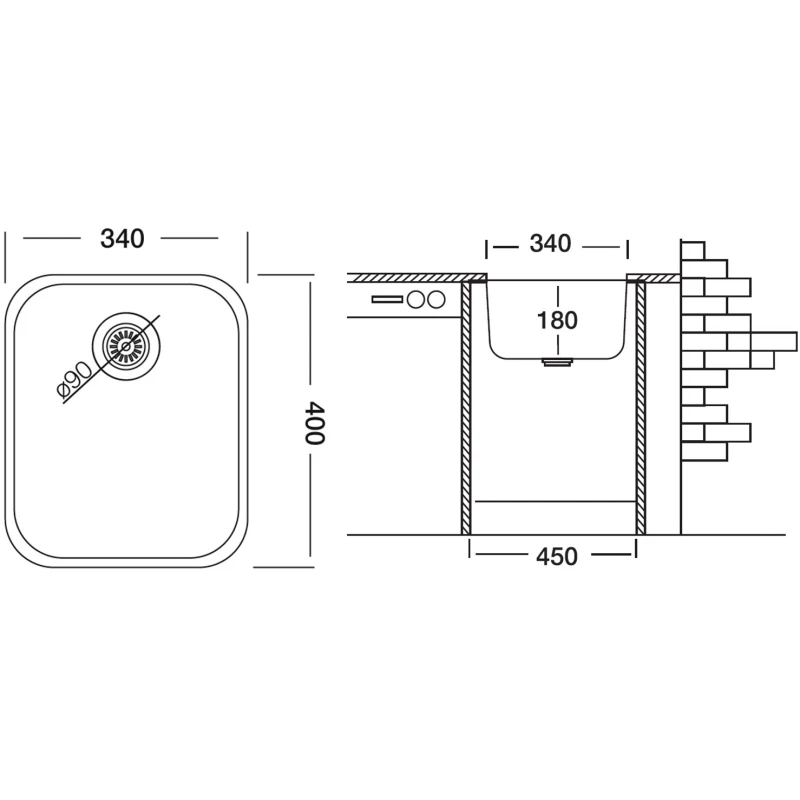 Кухонная мойка полированная сталь Ukinox Модерн MOP340.400 -GT8C