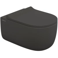 Унитаз подвесной Berges Ego XL 083218 безободковый, с сиденьем микролифт, антрацит матовый